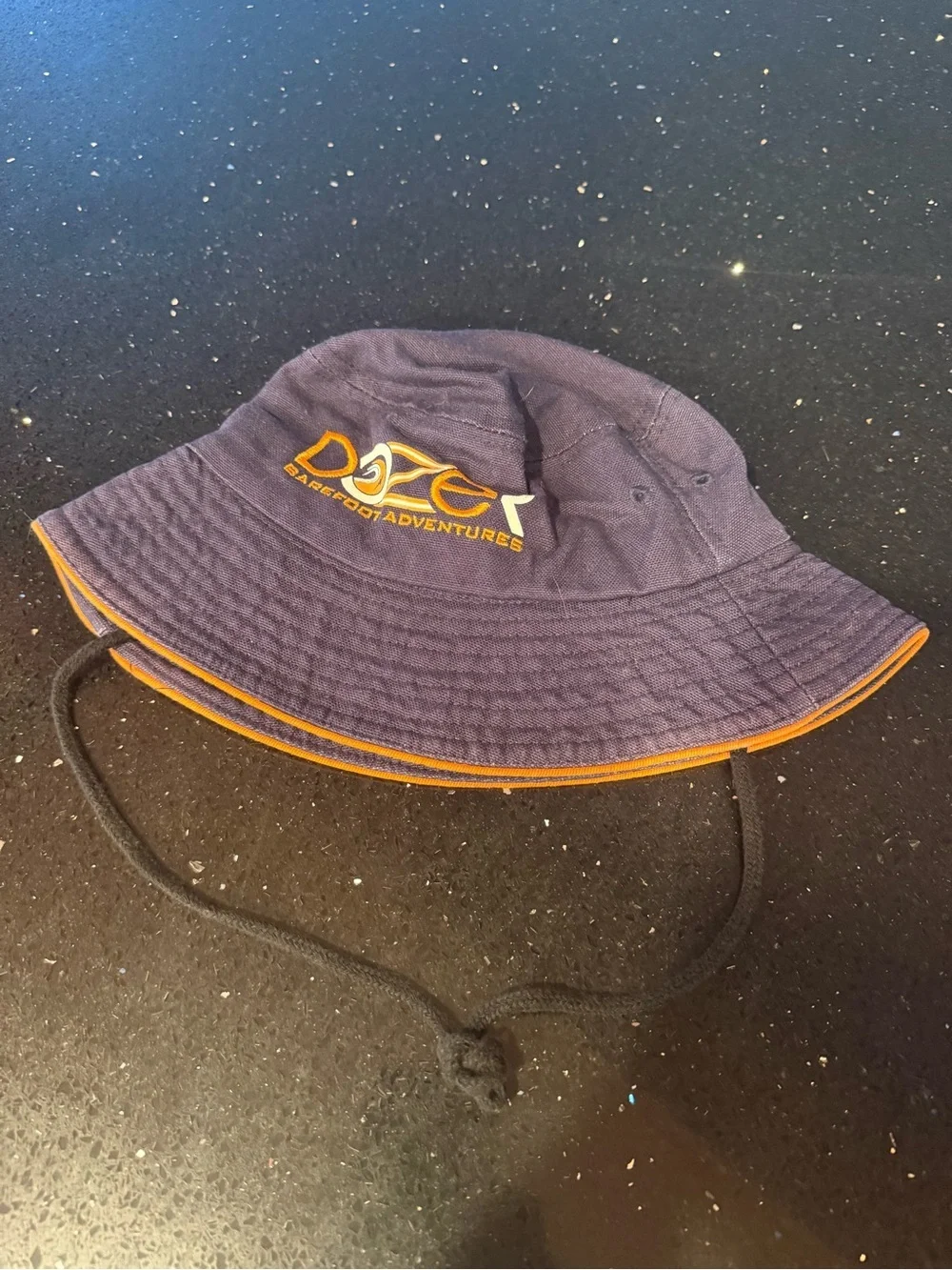 Dozer Barefoot Adventures Navy Bucket Hat with Orange Trim